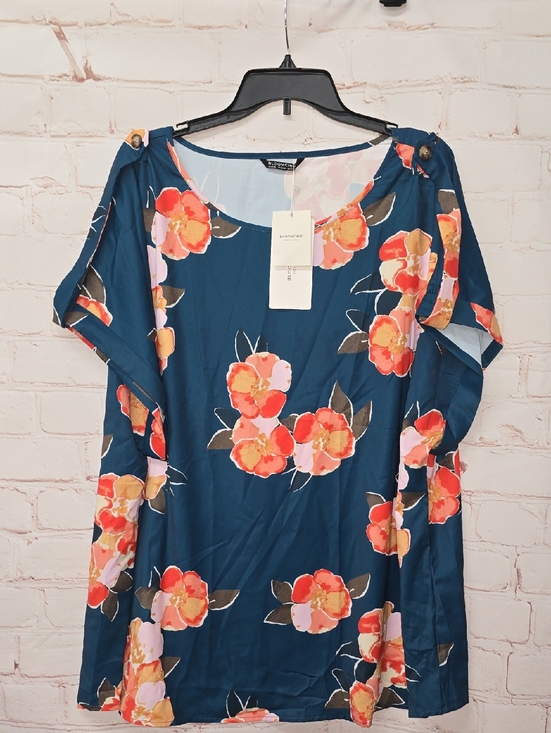 BloomChic Tops - BloomChic floral print blouse in teal orange & pink flowers Size 22/24 NWT